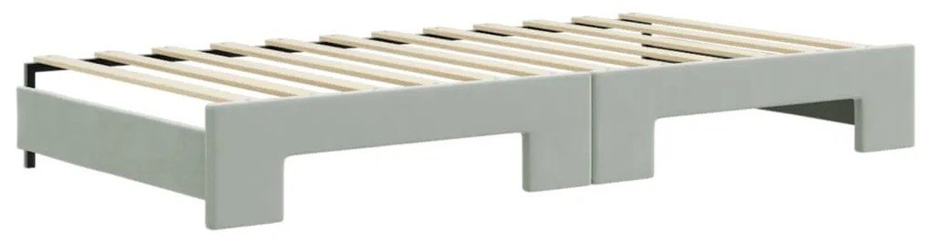 Sofá-cama c/ gavetão e gavetas 100x200 cm veludo cinzento-claro