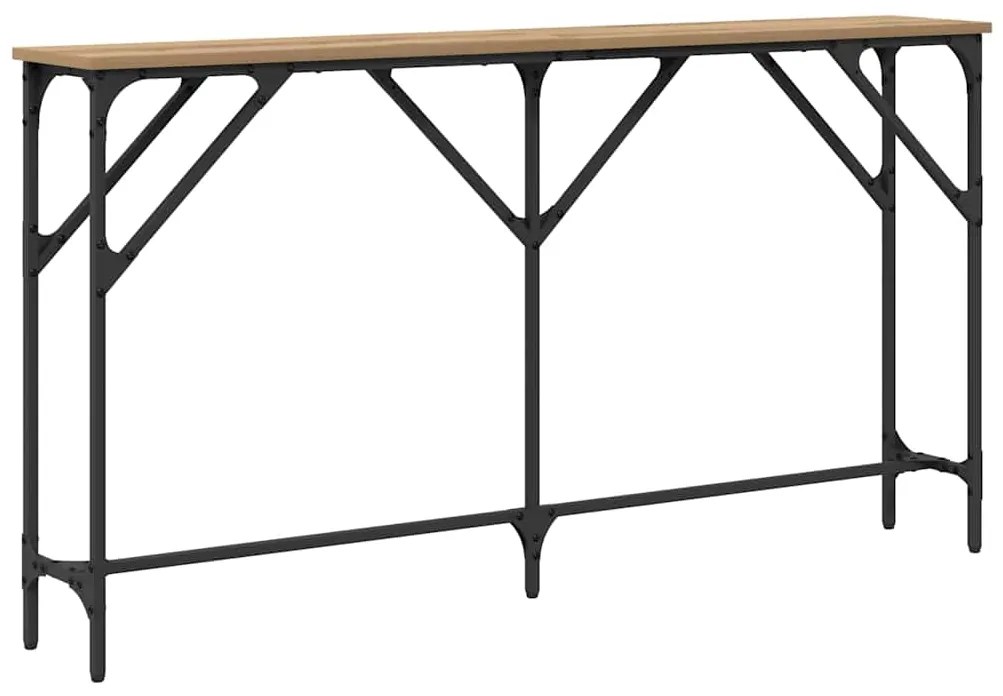 Mesa Consola Carvalho Artesanal 140x23x75 cm Madeira Engenhada