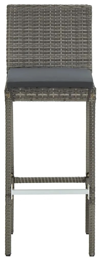 3 pcs conjunto de bar p/ jardim acácia maciça/vime PE cinzento