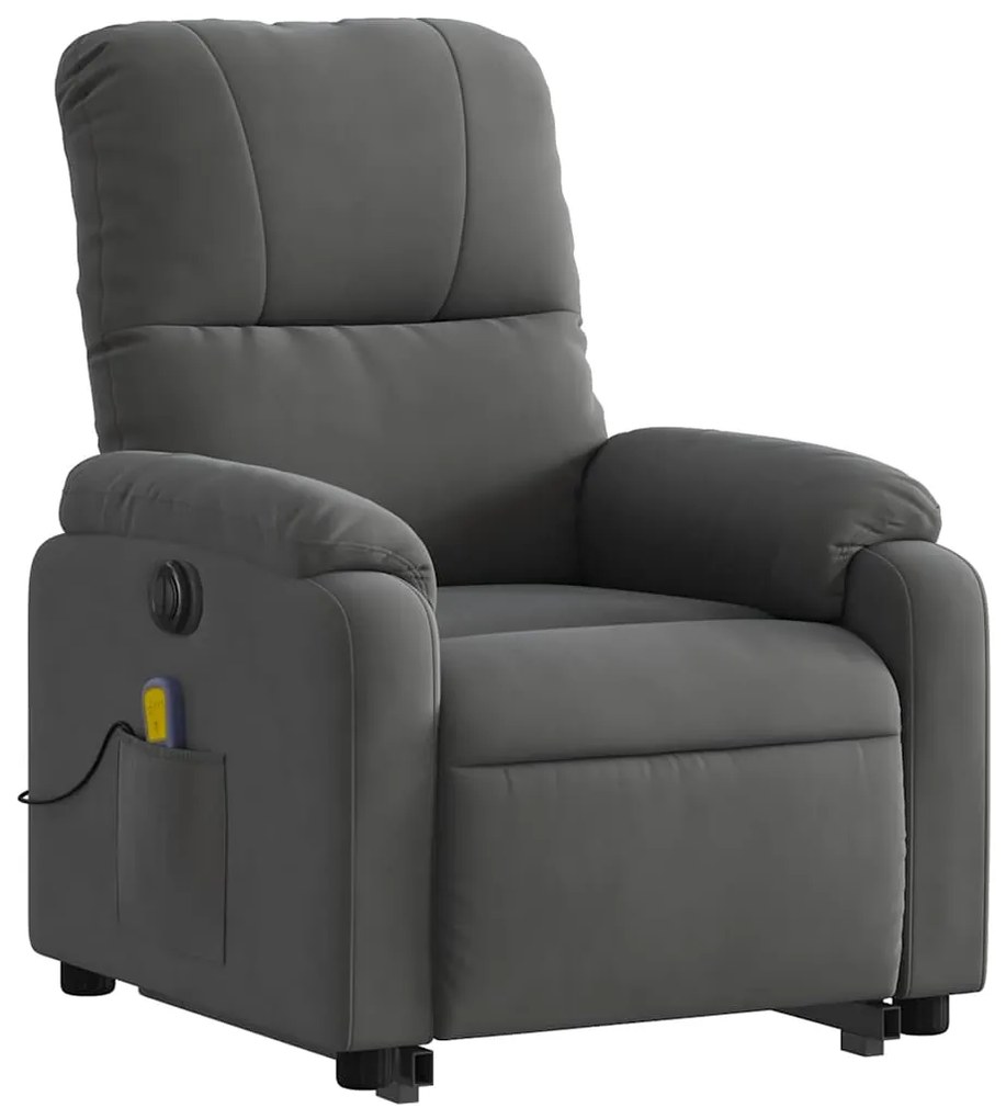 Poltrona massagens elétrica elevatória microfibra cinza-escuro