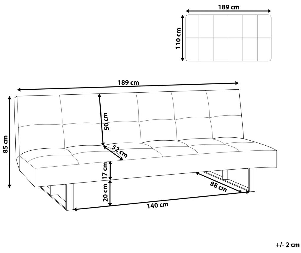 Sofá-cama de 3 lugares em pele sintética preta 189 cm DERBY Beliani