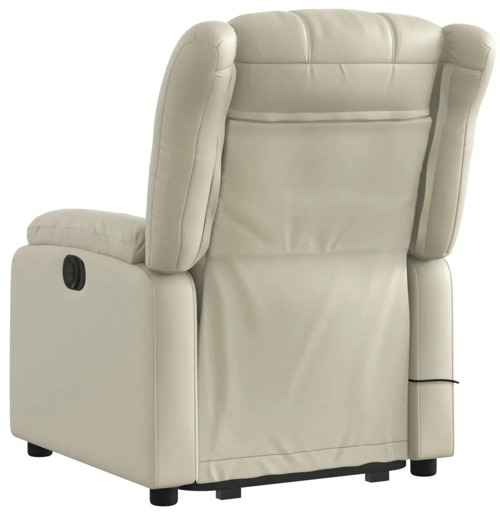 Poltrona reclinável de massagens couro artificial cor creme