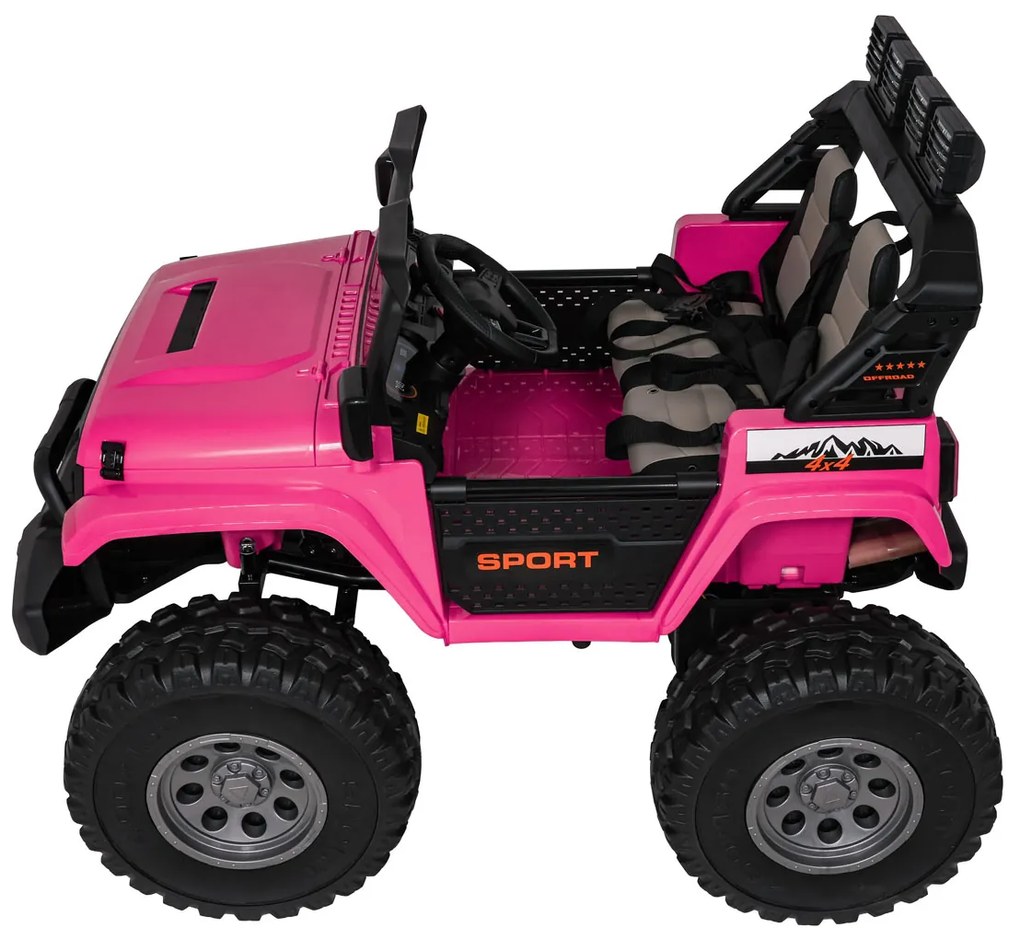 Carro elétrico para Crianças 2 Lugares Extreme Sport 4x4 24V Pneus Espuma EVA, assento couro ecológico Rosa