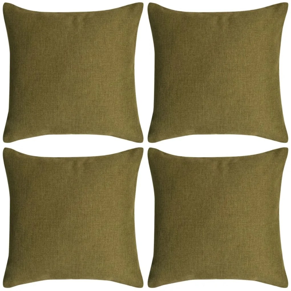 vidaXL Capas almofada 4 pcs aspeto linho verde 80x80 cm