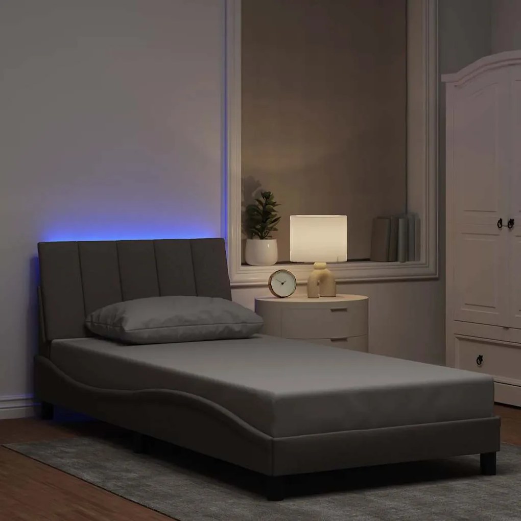 vidaXL Estrutura cama sem colchão 100x200 cm tecido cinza-acastanhado
