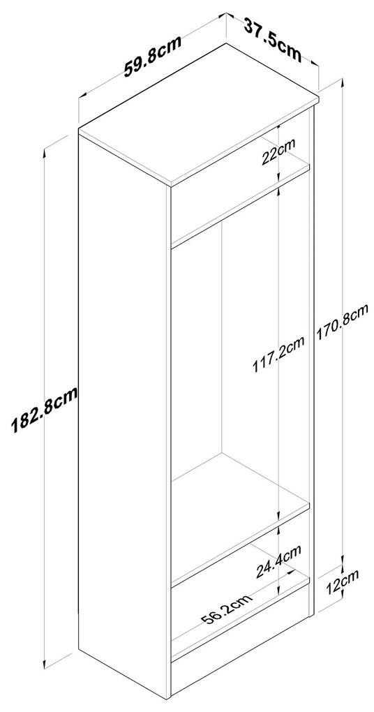 Cabide P6 – Branco Nogueira – 59,8x182,8x37,5 cm