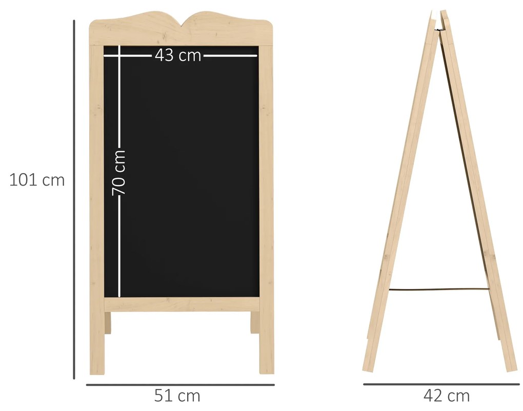 Quadro de Cavalete Cavalete Quadro Negro Magnético Dobrável com 8 Gizes Líquidos e 6 Placas de Palavras 51x42x101 cm Madeira