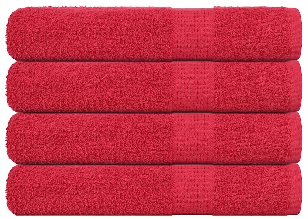 Toalhas 4 pcs 100x200 cm 360 gsm 100% algodão vermelho