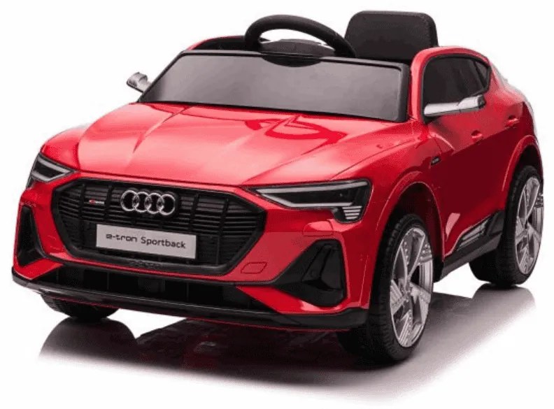 Carro elétrico para crianças Audi E-tron Sportback 12V, comando remoto 2,4 GHz, entrada USB/AUX, suspensão, bateria de lítio, luzes LED, 2 motores de