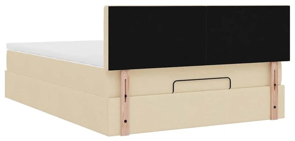 Cama otomana com colchão 140x200 cm tecido creme