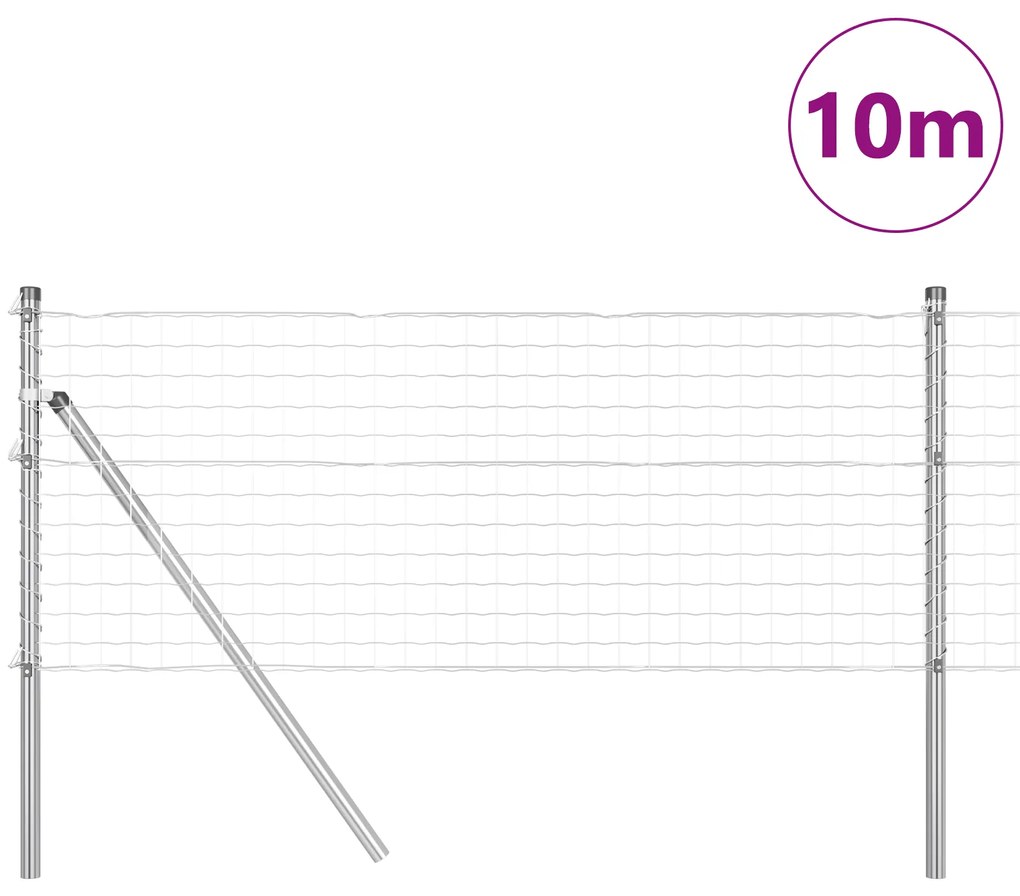 Cerca Euro da com 7 Postes 0.6x10 m Aço Galvanizado