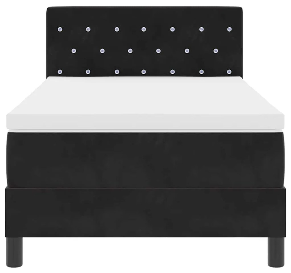 Cama Box Spring com Colchão e LED Preto 90x200 cm Veludo