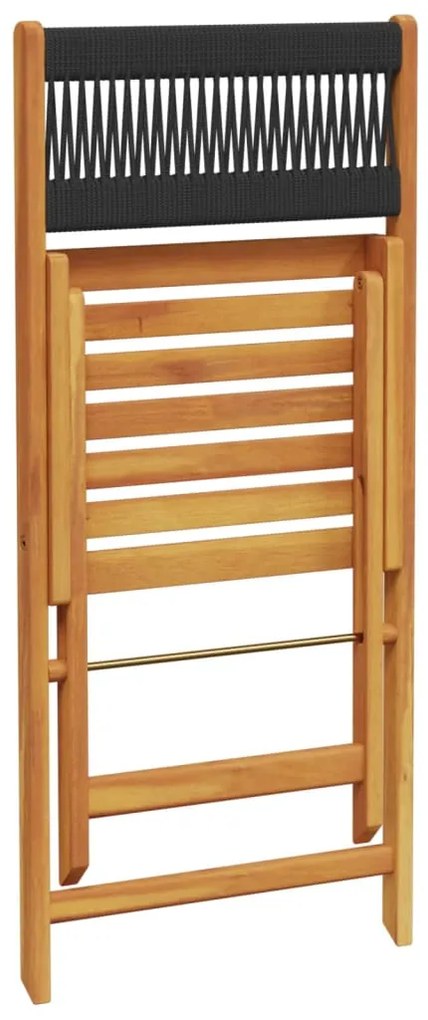 5 pcs conj. jantar p/ jardim polipropileno/madeira maciça preto