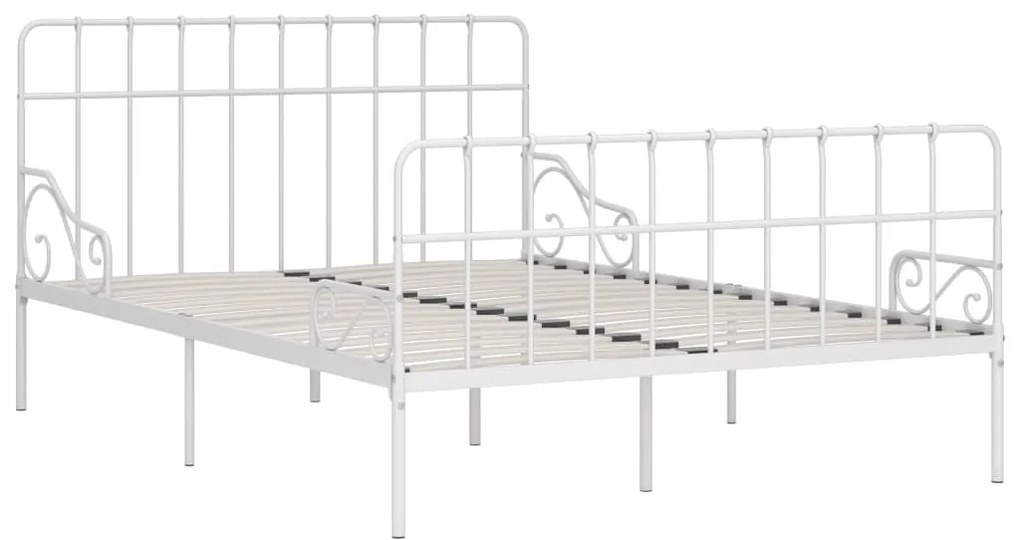 Estrutura de cama com estrado de ripas 140x200 cm metal branco