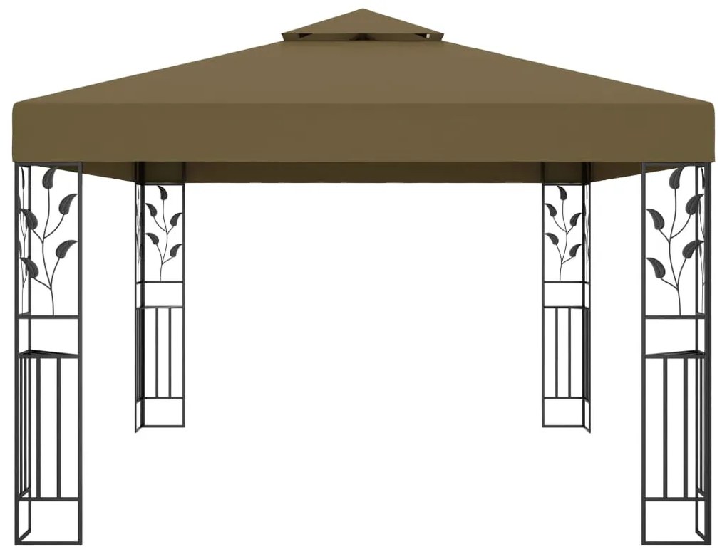 Gazebo com telhado duplo 3x4 m 180 g/m² cinza-acastanhado