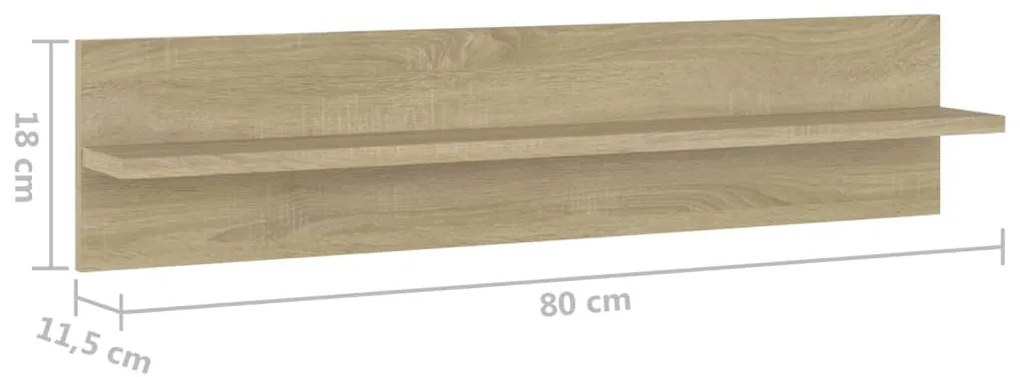 Estantes de parede 2pcs 80x11,5x18 cm contrapl. carvalho sonoma