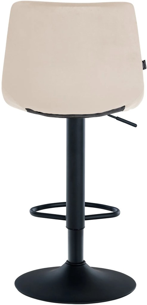 Banco de bar Jerry em veludo com estrutura preta 87-108,5 x 43 x 46,5 cm Creme