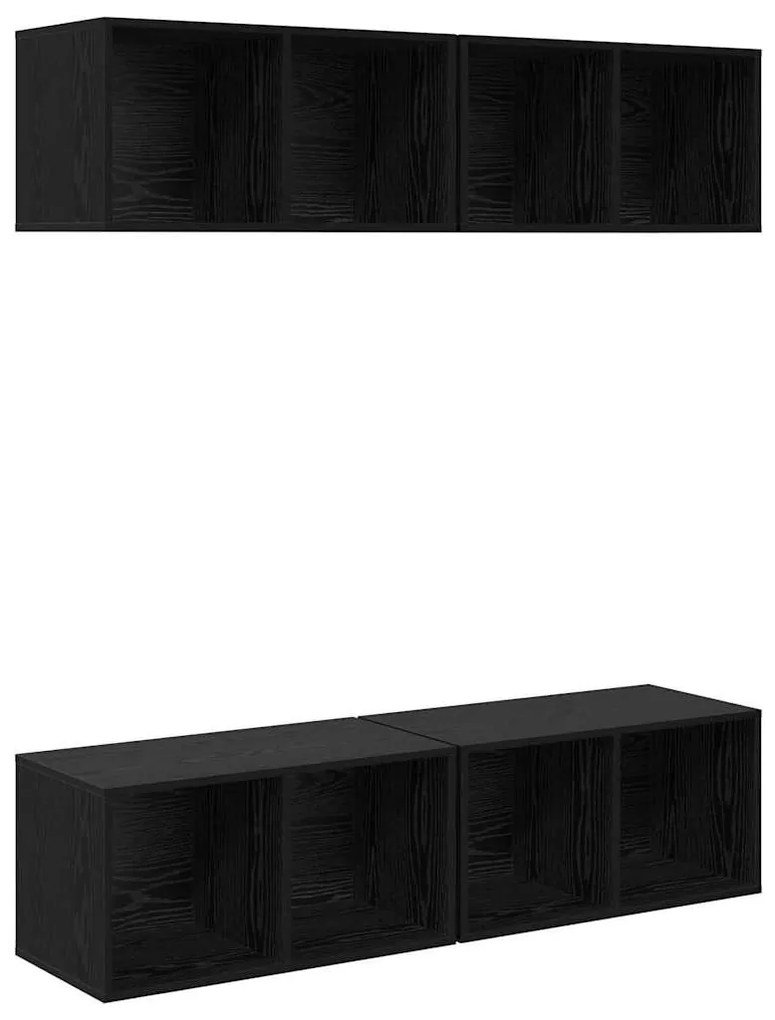 Gabinete de TV de Parede 4 pcs Carvalho preto 37 x 37 x 72 cm