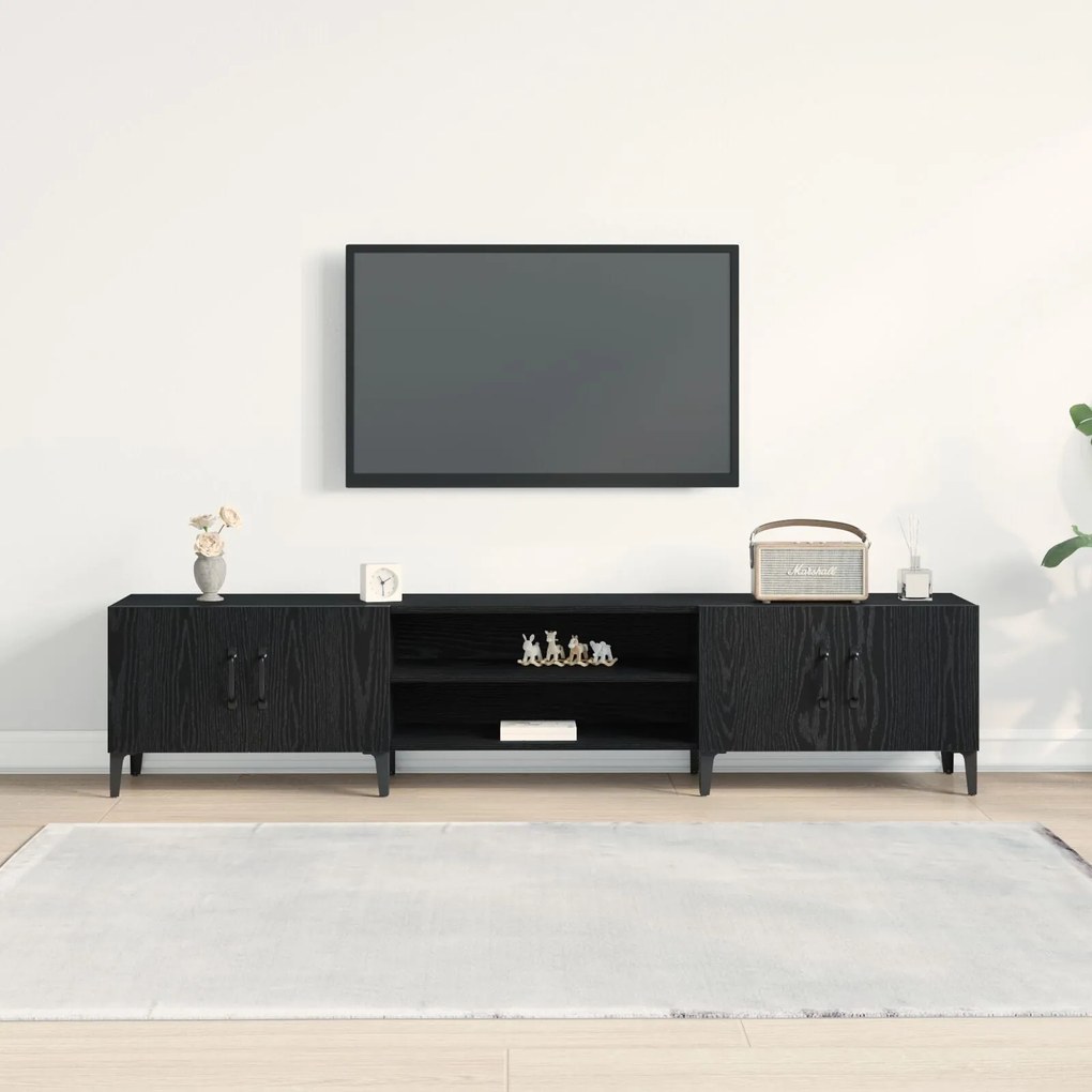 Estante de TV vidaXL Preta Carvalho 180x31,5x40 cm Madeira Engineered