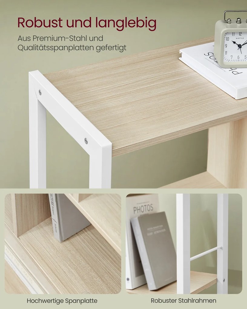 Estante com 4 prateleiras abertas 30 x 74 x 154,5 cm em bege natural-branco