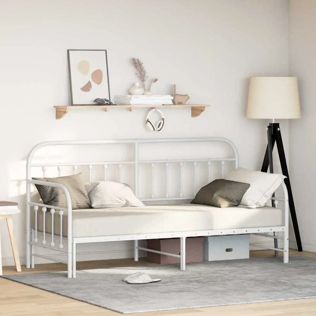 vidaXL Estrutura de cama de dia Branco 75 x 190 cm Aço revestido a pó