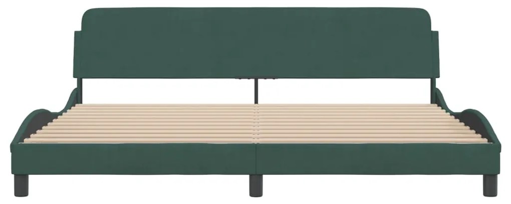 Estrutura de cama sem colchão 200x200 cm veludo verde-escuro