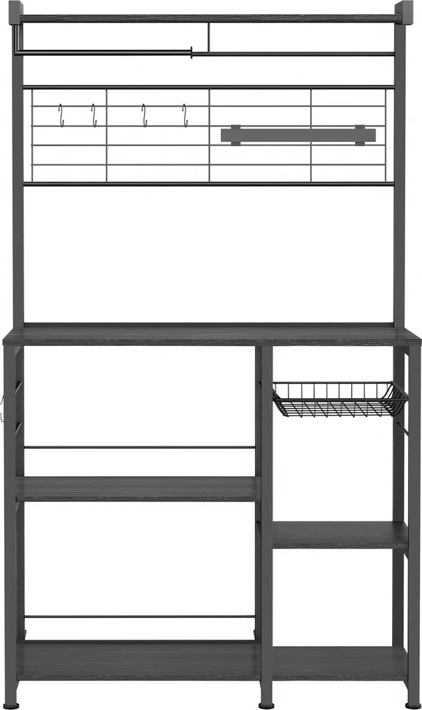 Armário de cozinha com barra magnética 12 ganchos 42 x 90 x 167,3 cm preto