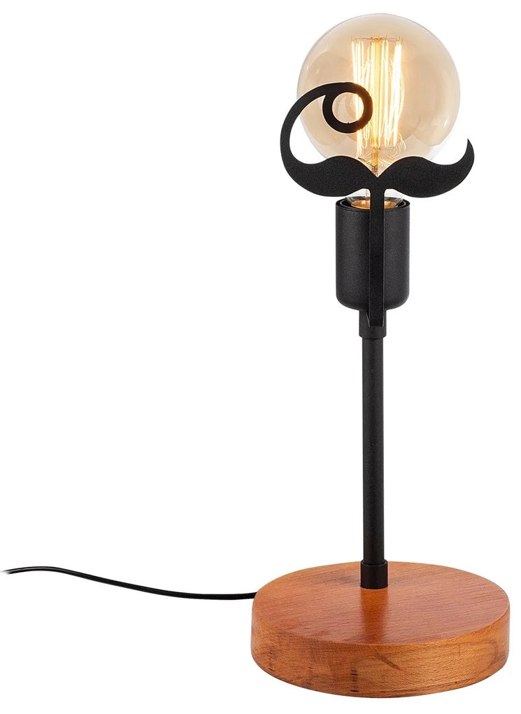 Candeeiro de Mesa Beami – Nogueira e Preto – 15 x 15 cm, Altura 35 cm