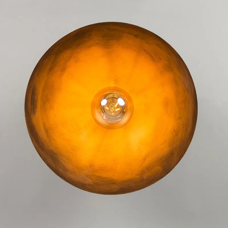 Luminária de teto industrial preta com dourado 35 cm - Magna Country / Rústico
