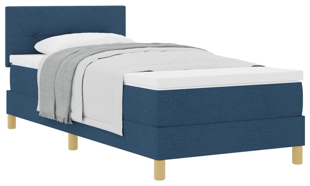 Cama Box Spring com Colchão Azul 90x200 cm Tecido