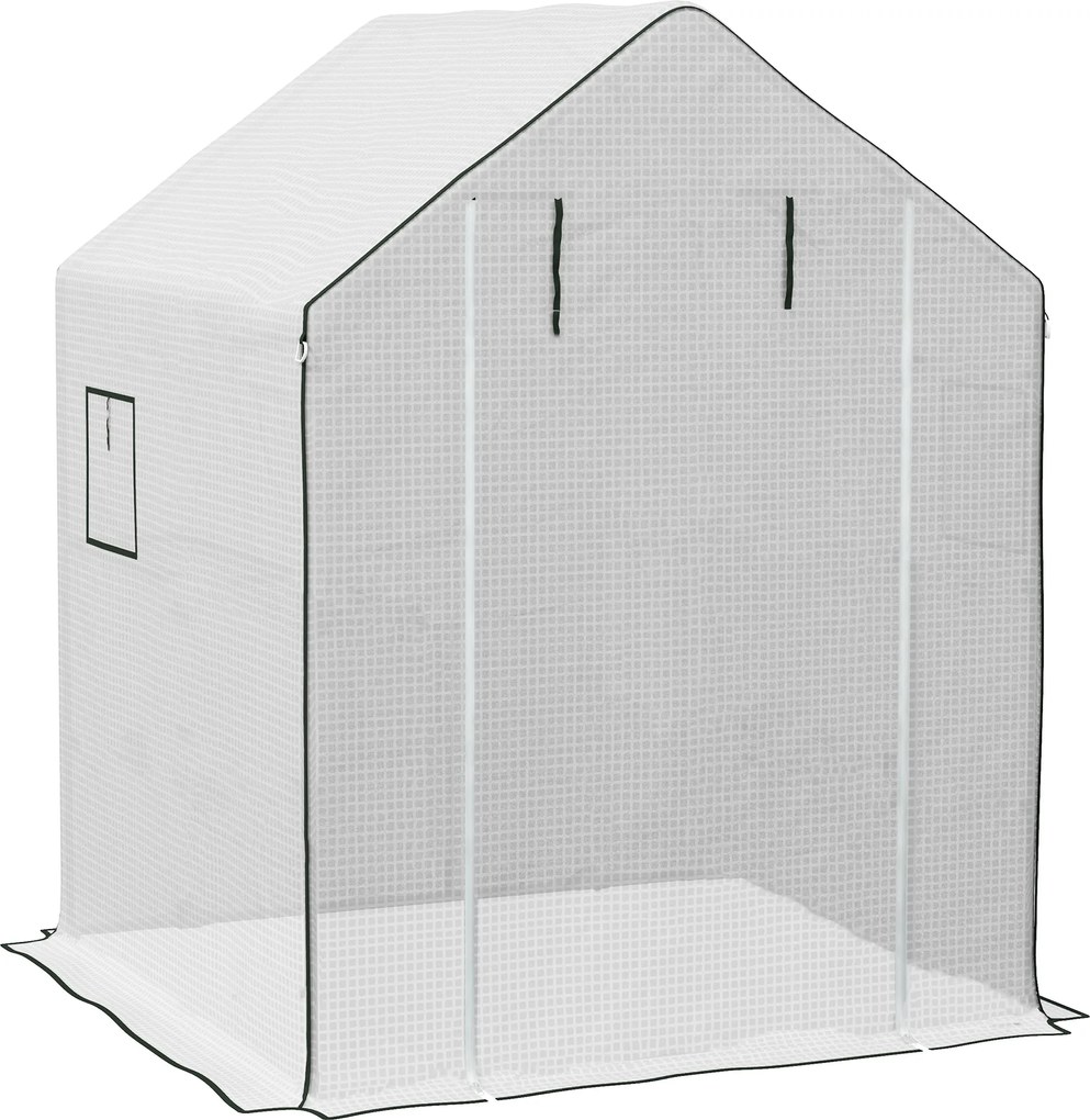 Cobertura de Substituição para Estufa 140x143x190 cm (NÃO INCLUIDA) com Janela Porta Anti-UV Proteção de Plantas para Jardim Branco