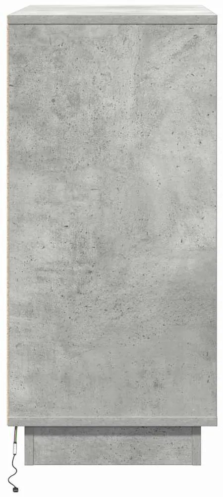 Cômoda de Cabeceira vidaXL com LED Cinza Concreto 71x34,5x75 cm Madeir