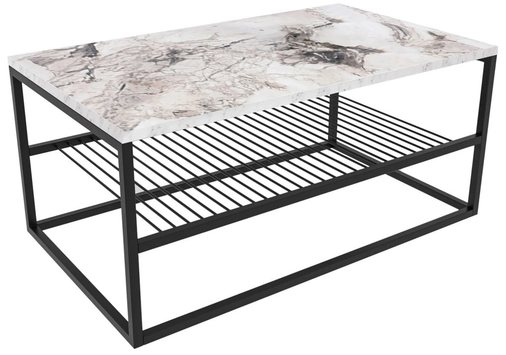 Mesa de Centro Asude – Branco e Preto – 95x42x55 cm