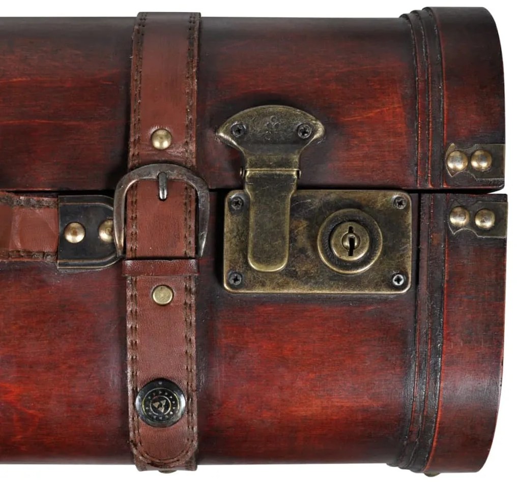 Conjunto de 2 baus de madeira castanhos 2 peças
