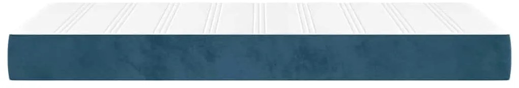 Colchão de molas ensacadas 100x220x20 cm veludo azul-escuro