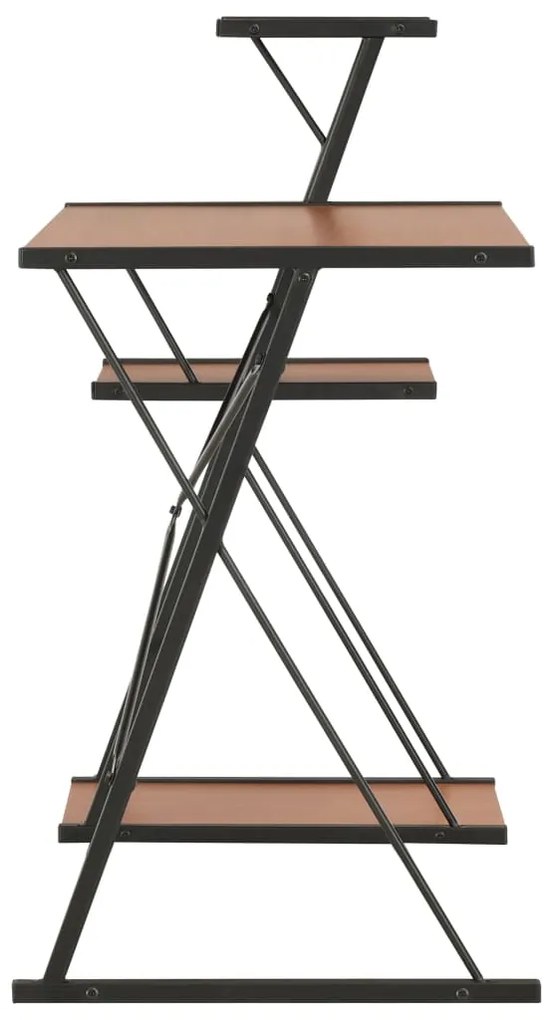 Secretária com prateleira 116x50x93 cm preto e castanho