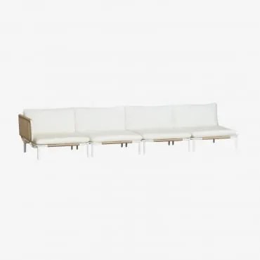 Sofá Modular De Jardim Em Canto De 4 Peças Em Aço Roubly Beige De Amêndoa - Sklum