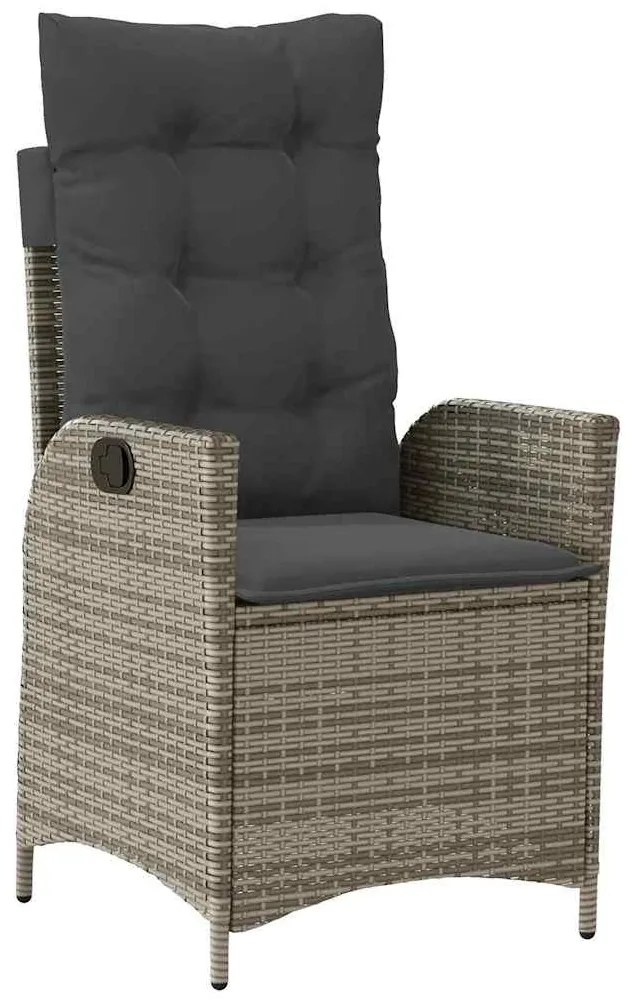 Conjunto de Jantar de Jardim com 3 Peças e Almofadas Cinza em Rattan d