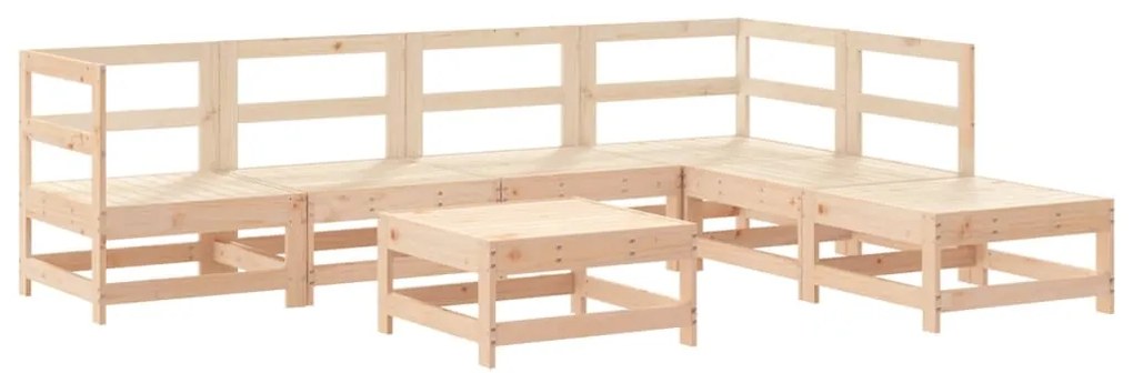 7 pcs conjunto lounge jardim c/ almofadões madeira maciça