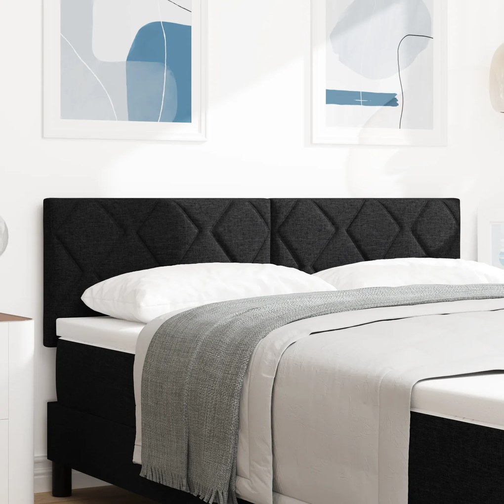 vidaXL Cabeceira LED Design de Blocos de Diamante Preta 144 cm Tecido