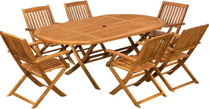 Conjunto de jardim Boston 7 peças em madeira de acácia