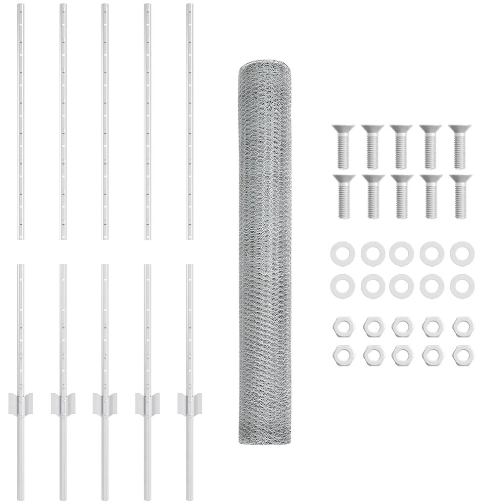 Postes de Cerca vidaXL 10 pcs U-Channel 100 cm Aço Galvanizado