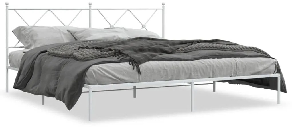 Estrutura de cama com cabeceira 180x200 cm metal branco