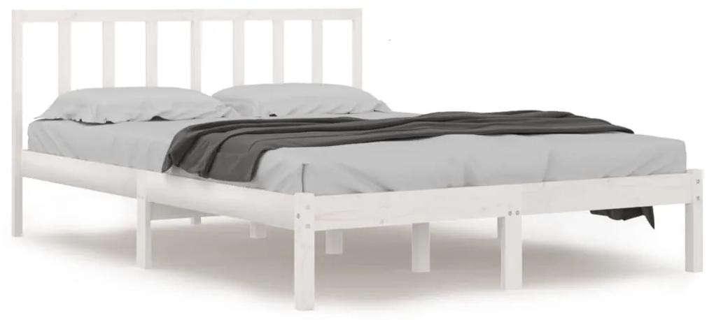Estrutura de cama dupla pequena 120x190cm pinho maciço branco