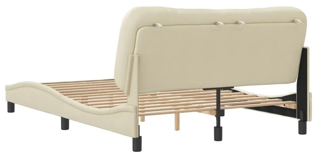 Estrutura de cama c/ cabeceira 120x200 cm tecido cor creme