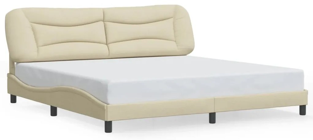 Estrutura de cama com LED sem colchão 200x200 cm tecido creme