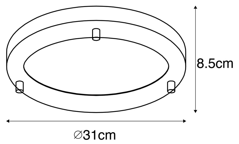 Candeeiro de teto inteligente dourado 31 cm IP44 com Wi-Fi A60 - Yuma