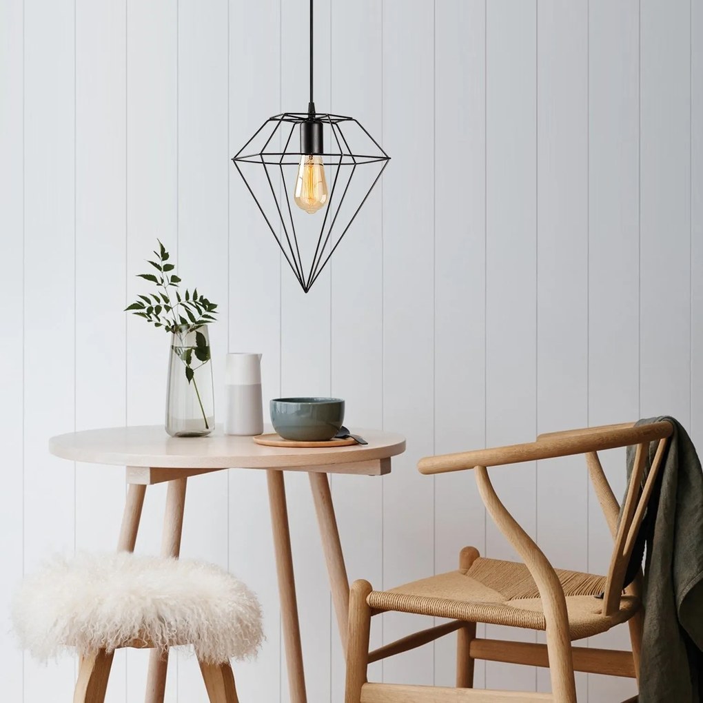Candeeiro Suspenso Elmas – Preto – 30 x 30 cm
