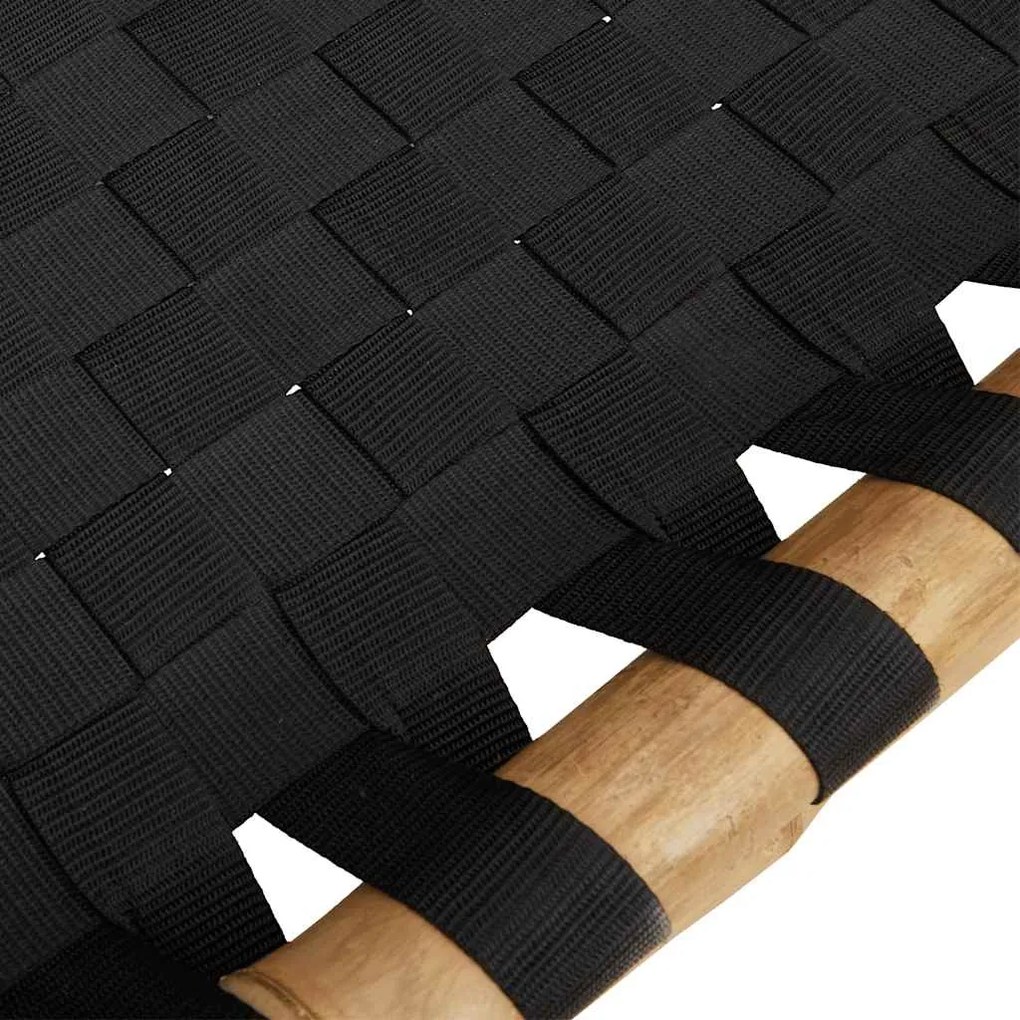 Espreguiçadeira com Tiras Pretas Entrelaçadas 55x200x30cm Bambu