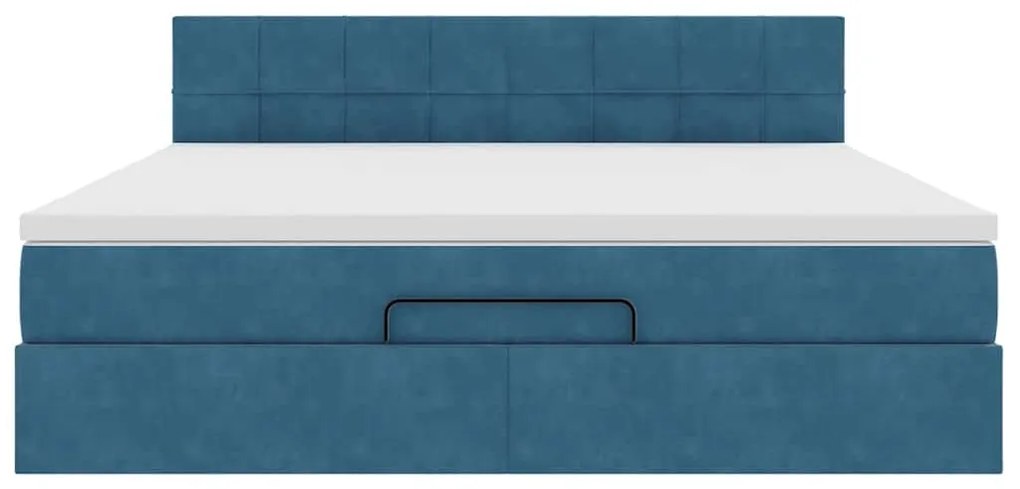 Estrutura de cama otomana com colchão 160x200 cm azul escuro